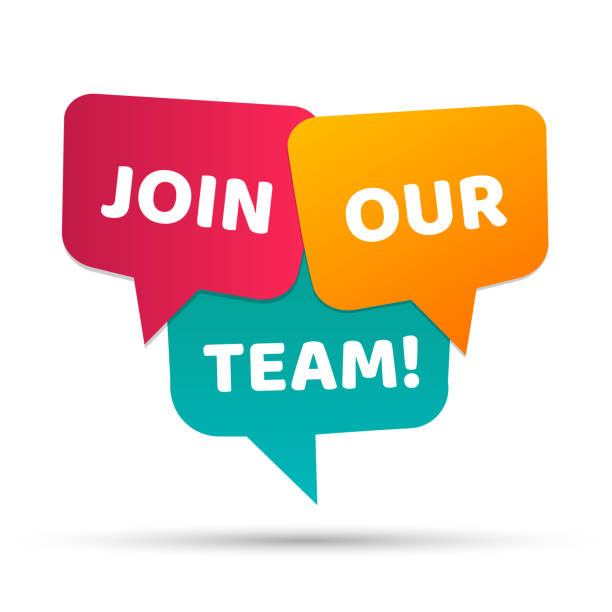 Modern design join our team text on speech bubbles concept. Vector illustration